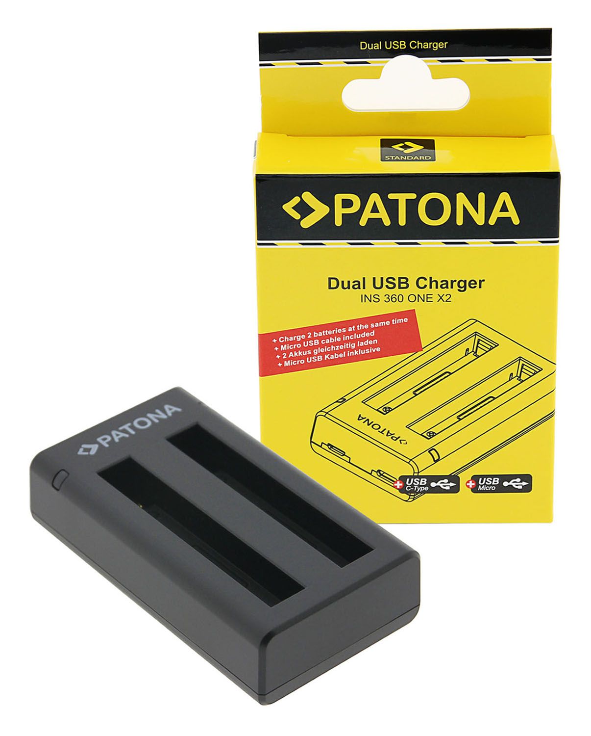 Patona Ladeg. Dual USB Insta 360 ONE X2
