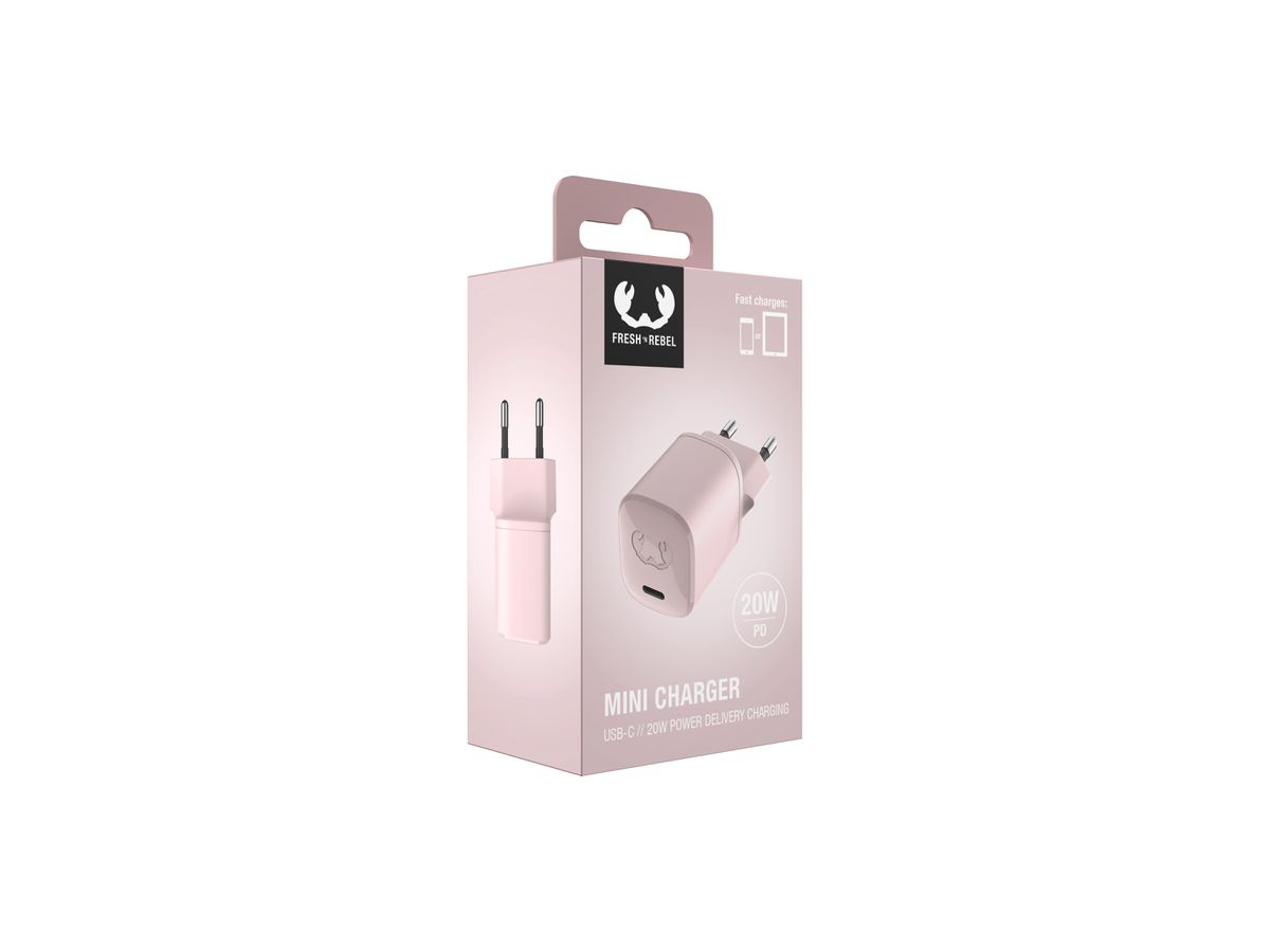 Fresh'N Rebel Mini Charger USB-C PD Smokey Pink 20W