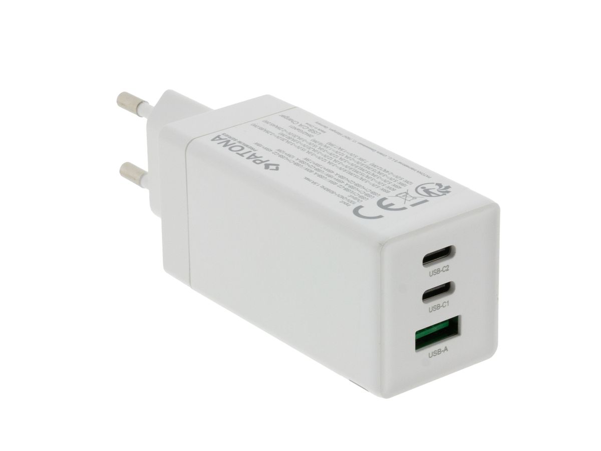 Patona GaN PD 65W 2xUSB-C + USB-A white