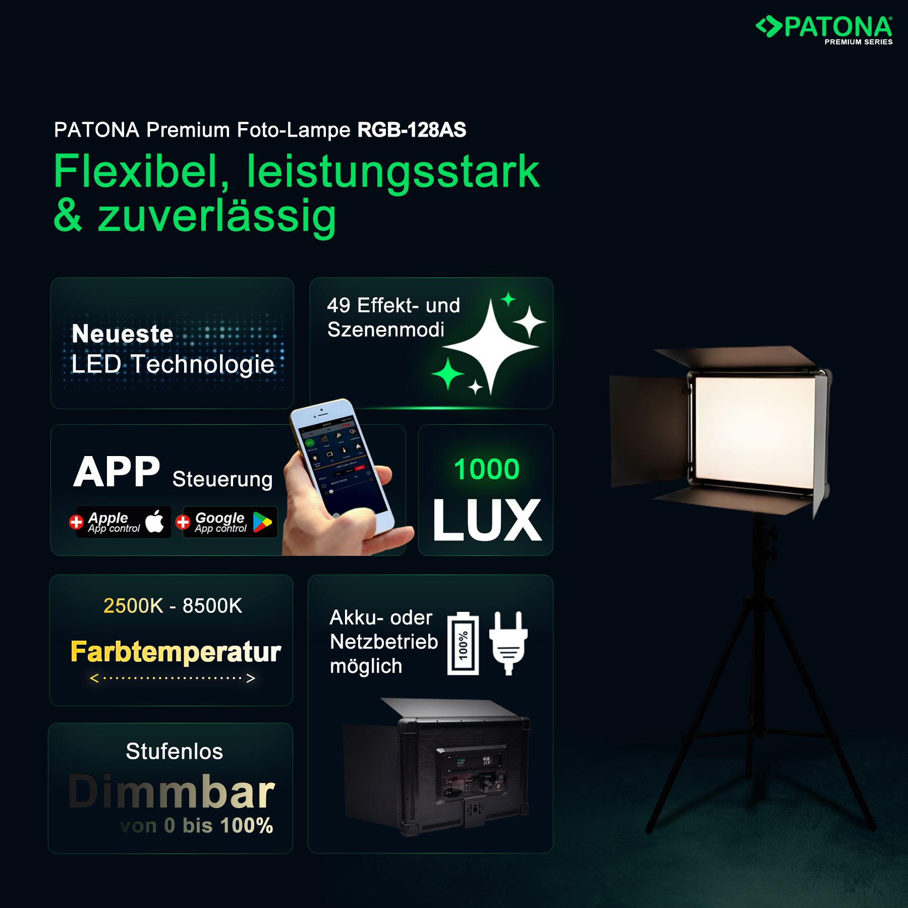 Patona Leuchte RGB-128AS APP