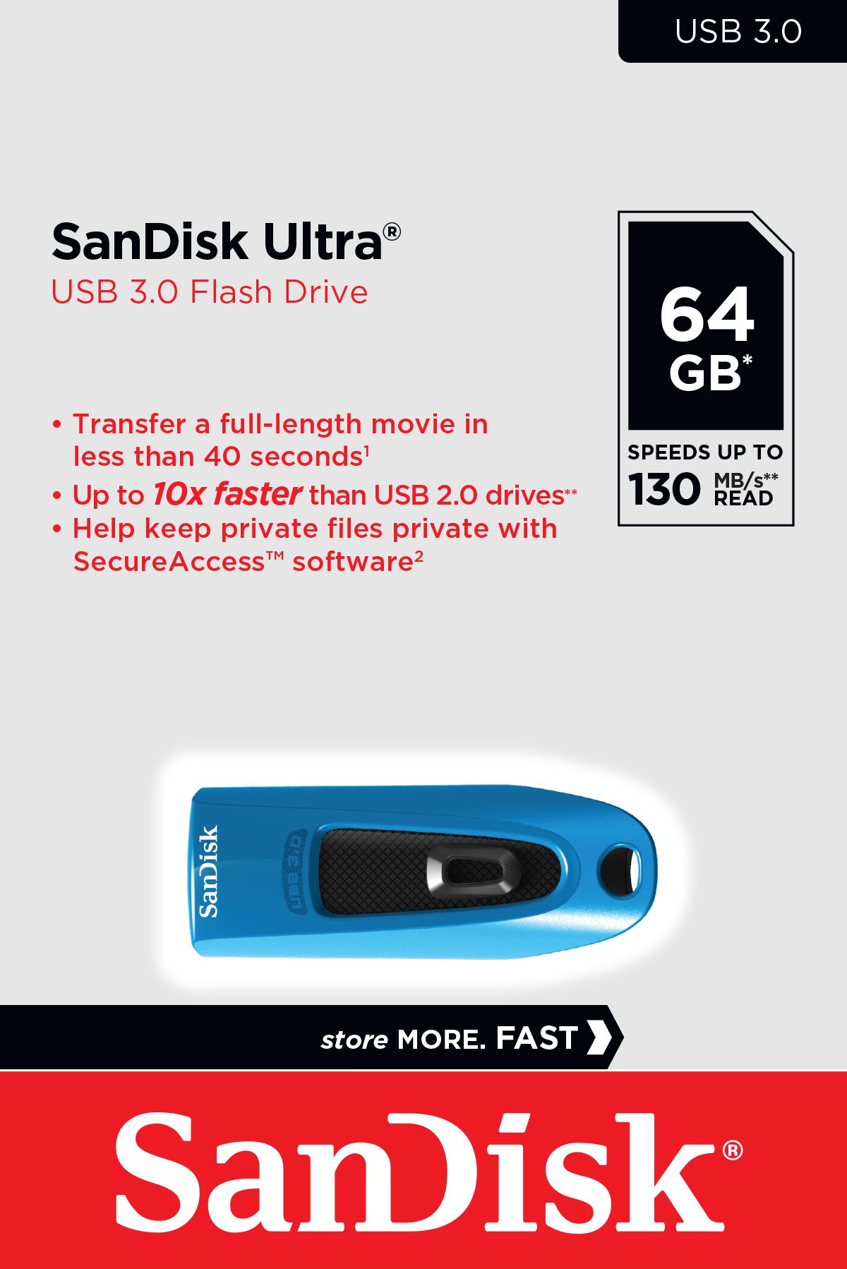 Sandisk Ultra USB 3.0 130MB/s 64GB blue