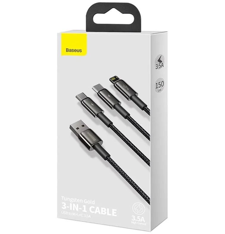 Baseus USB-A 3-in-1 Cable 1.5m Black