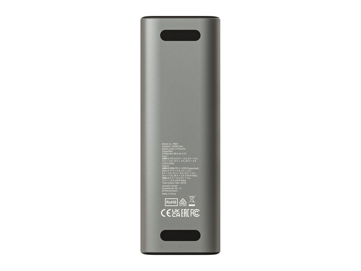 Verbatim Powerbank 27000 mAh 183W Grey