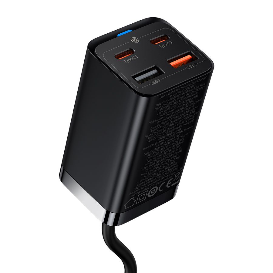 Baseus GaN3 Pro 4 Port Charger 65W Black