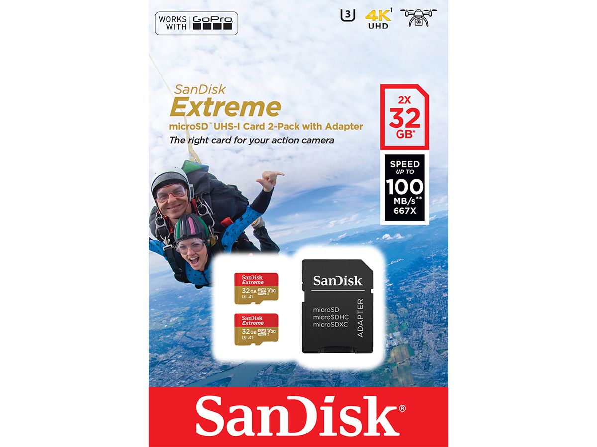 SanDisk Extreme 100MB/s microSD 32GB Duo