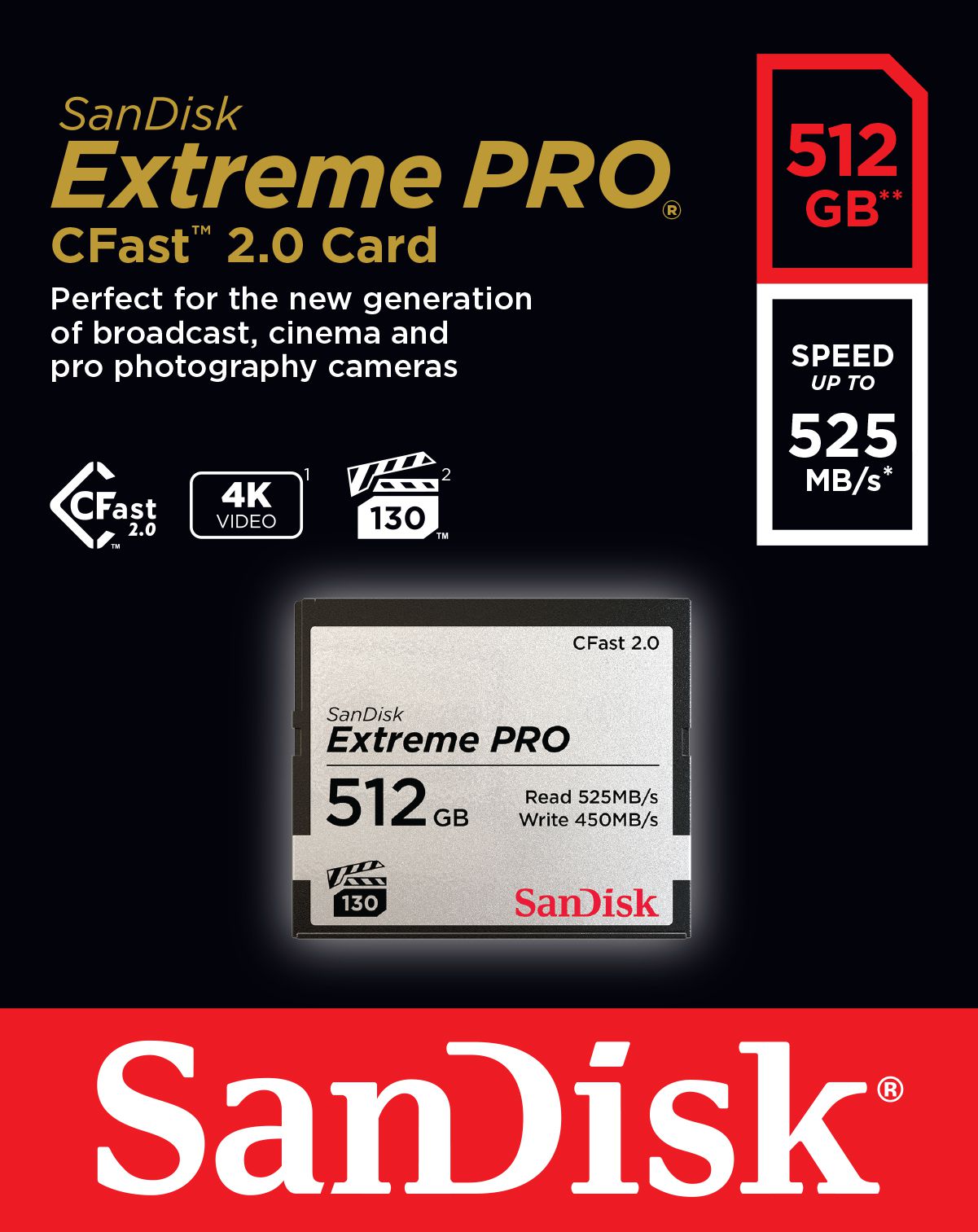 Sandisk CFast ExtremePro 525MB/s 512GB