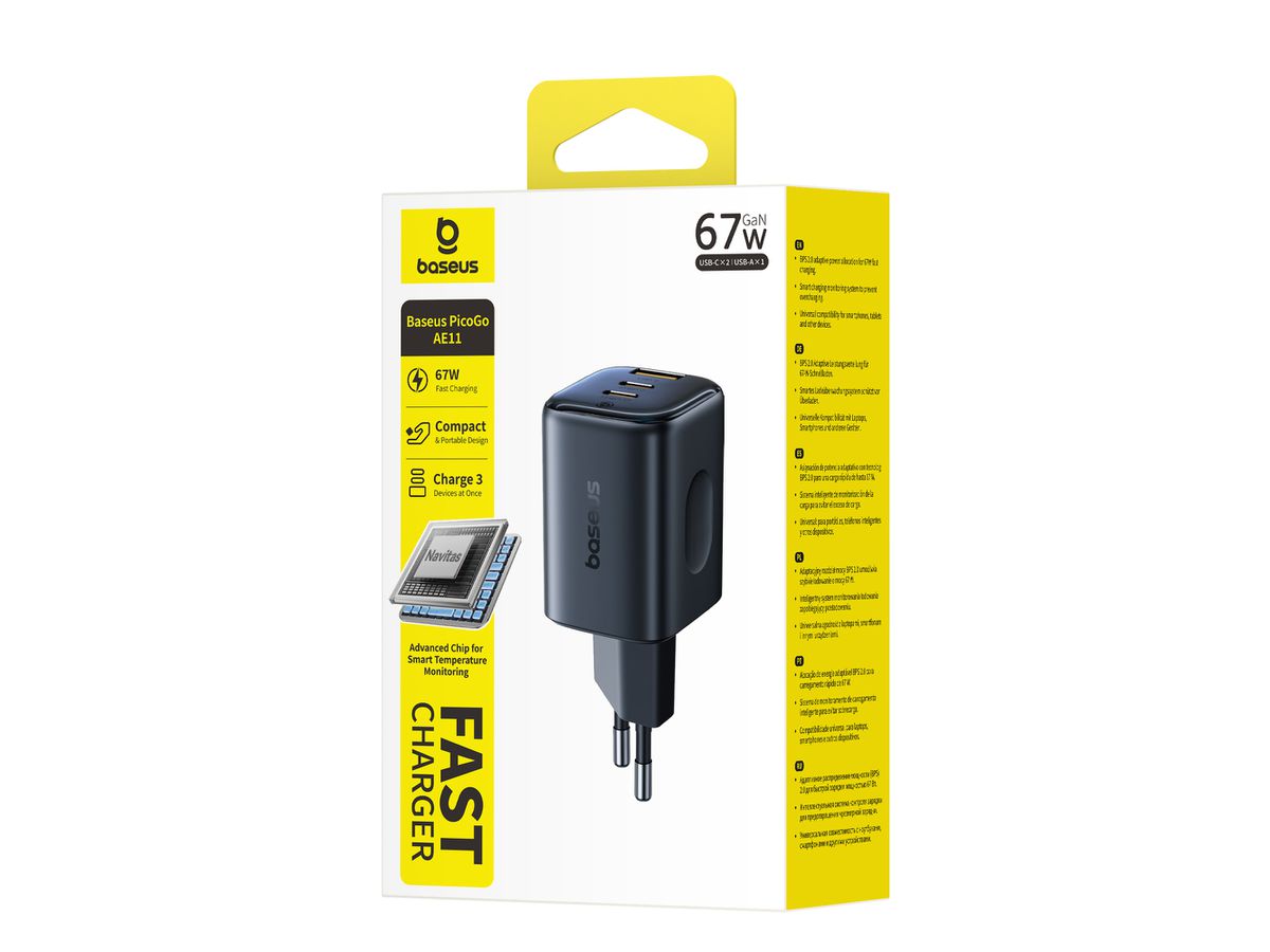 Baseus PicoGo Fastcharger 2C+U 67W Bl.