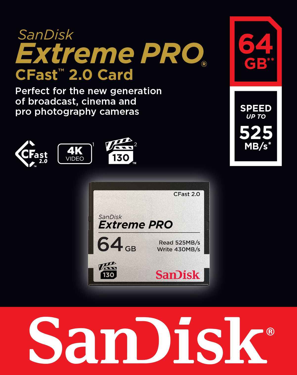 Sandisk CFast ExtremePro 525MB/s 64GB
