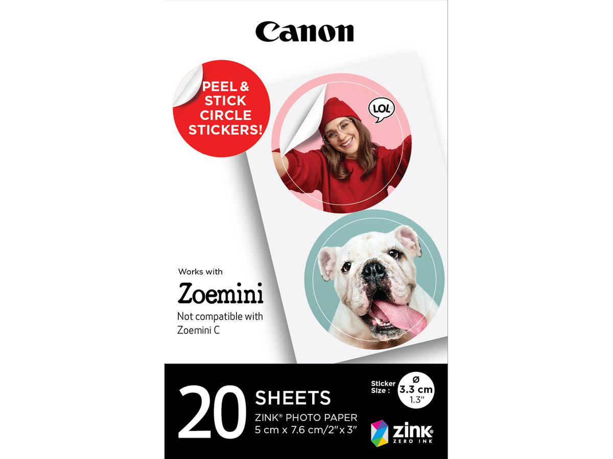 Canon ZP-2030-2C-20 Zink Circle Sticker