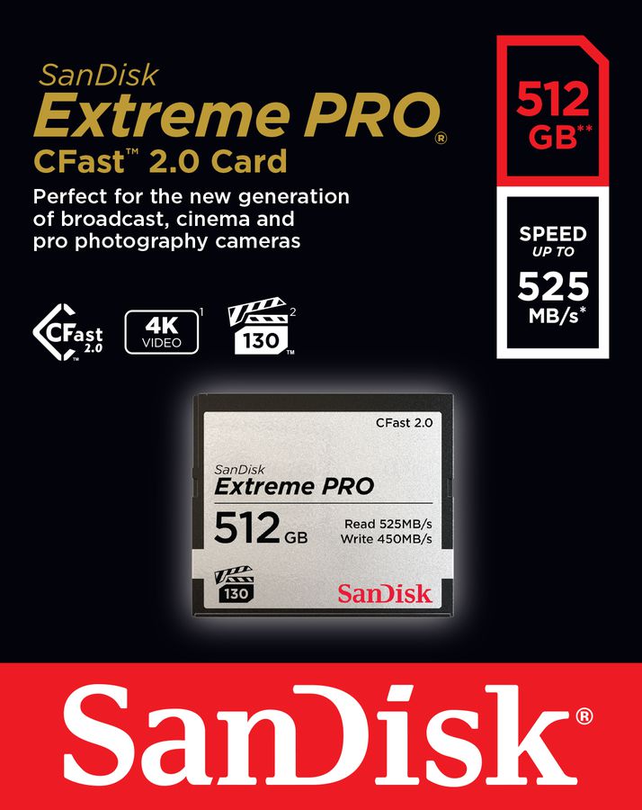 Sandisk CFast ExtremePro 525MB/s 512GB