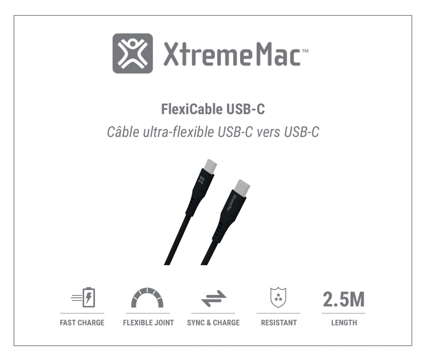 XtremeMac Flexicable USB-C To USB-C 2.5m