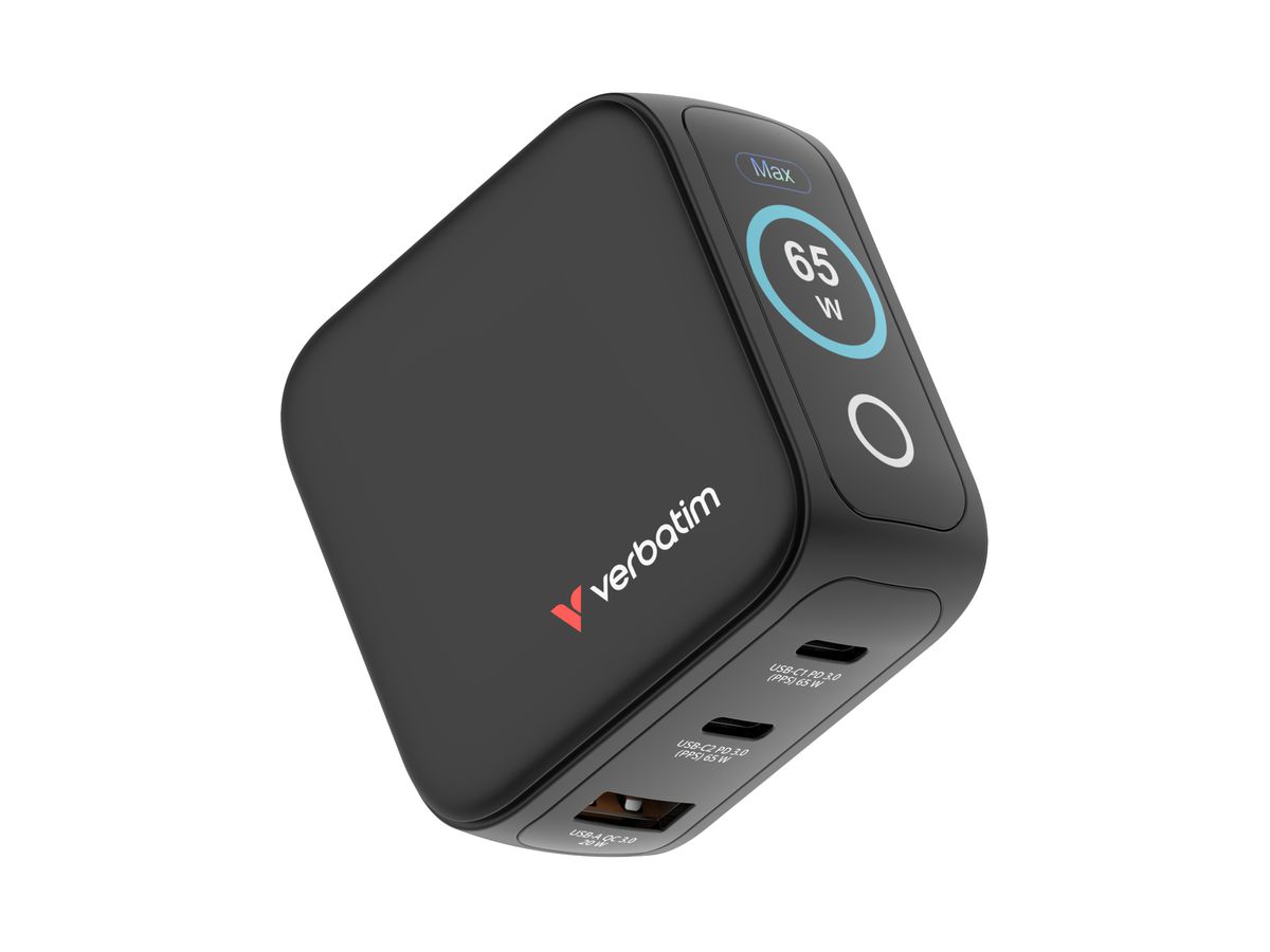 Verbatim Mini GaN Charger 65W Display