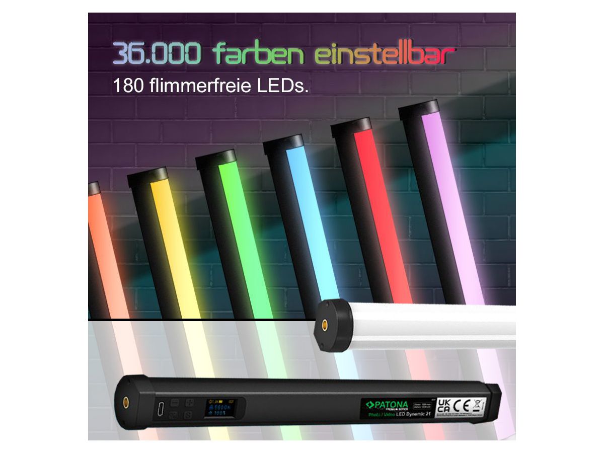Patona Lampe vidéo/ photo LED RGB Tube