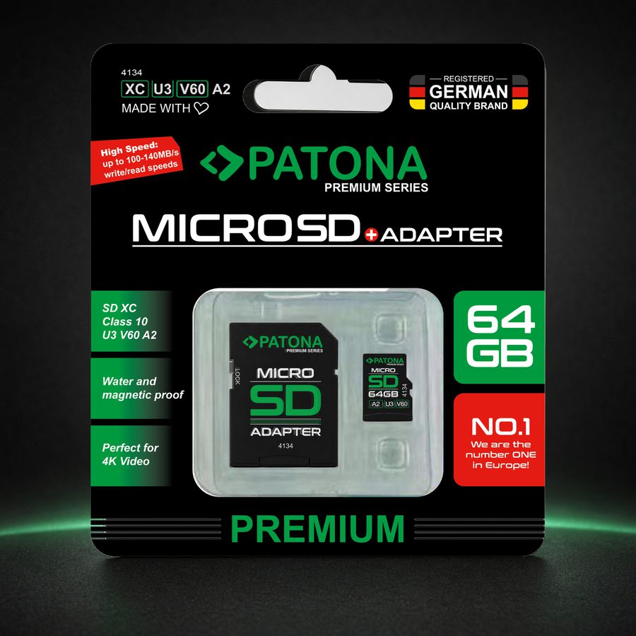 PATONA microSDXC 64GB U3 V60 + Adapter
