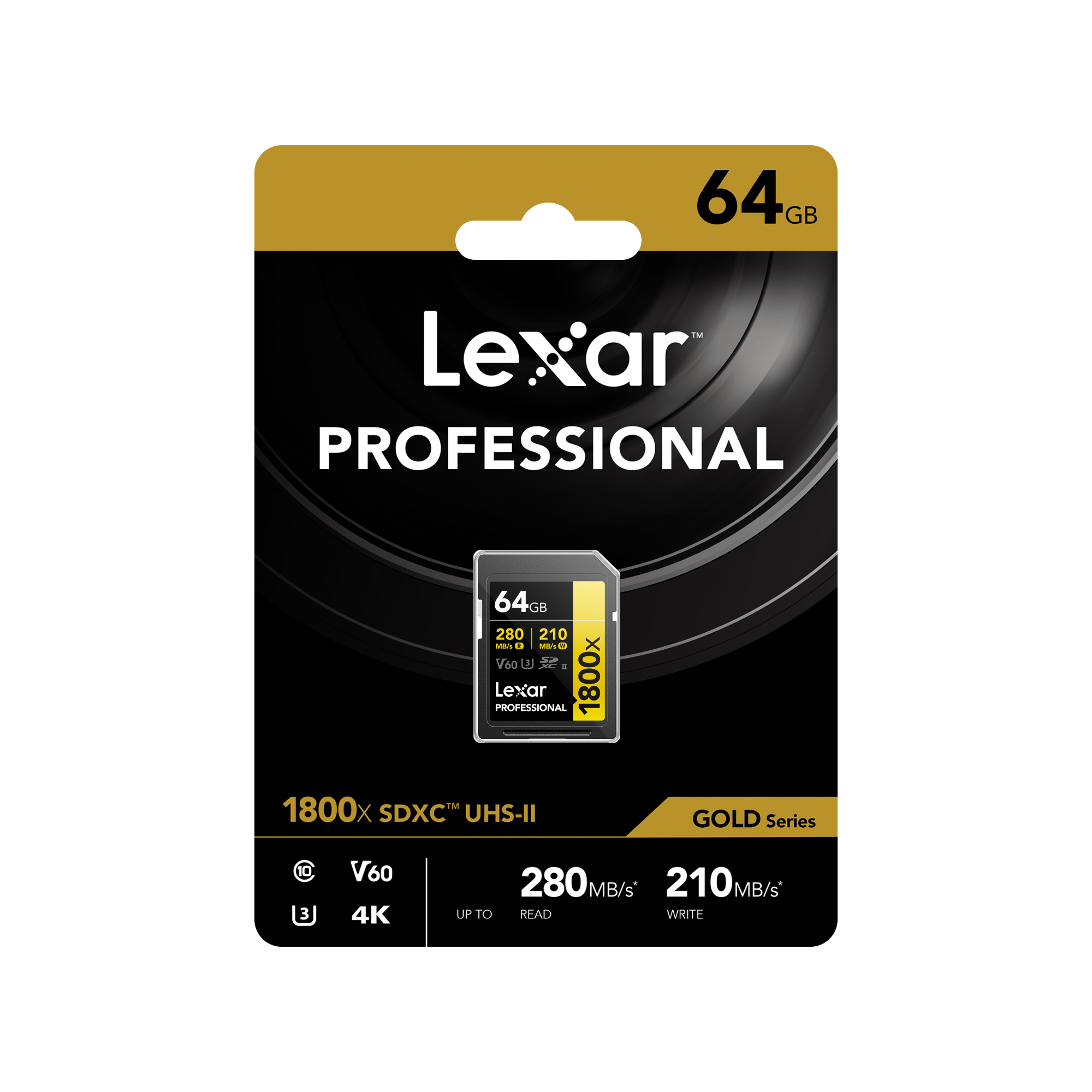 Lexar 1800x UHS-II SDXC 64GB Gold