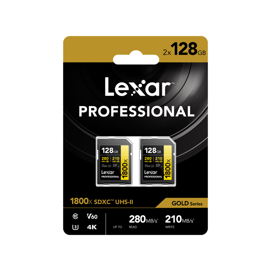Lexar 1800x UHS-II SDXC 2x128GB Gold