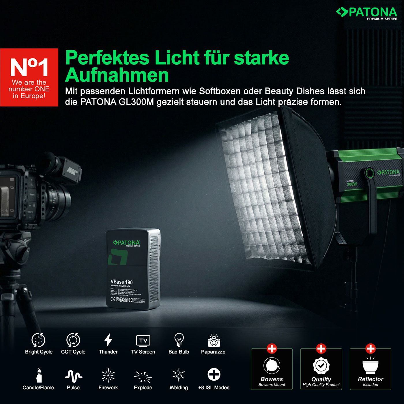 Patona Bi-Color COB-LED-Studiolicht 300W