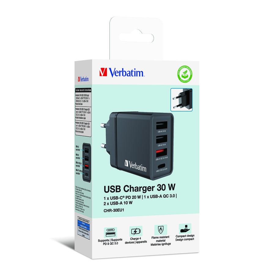 Verbatim 4 Port Charger 30W Black