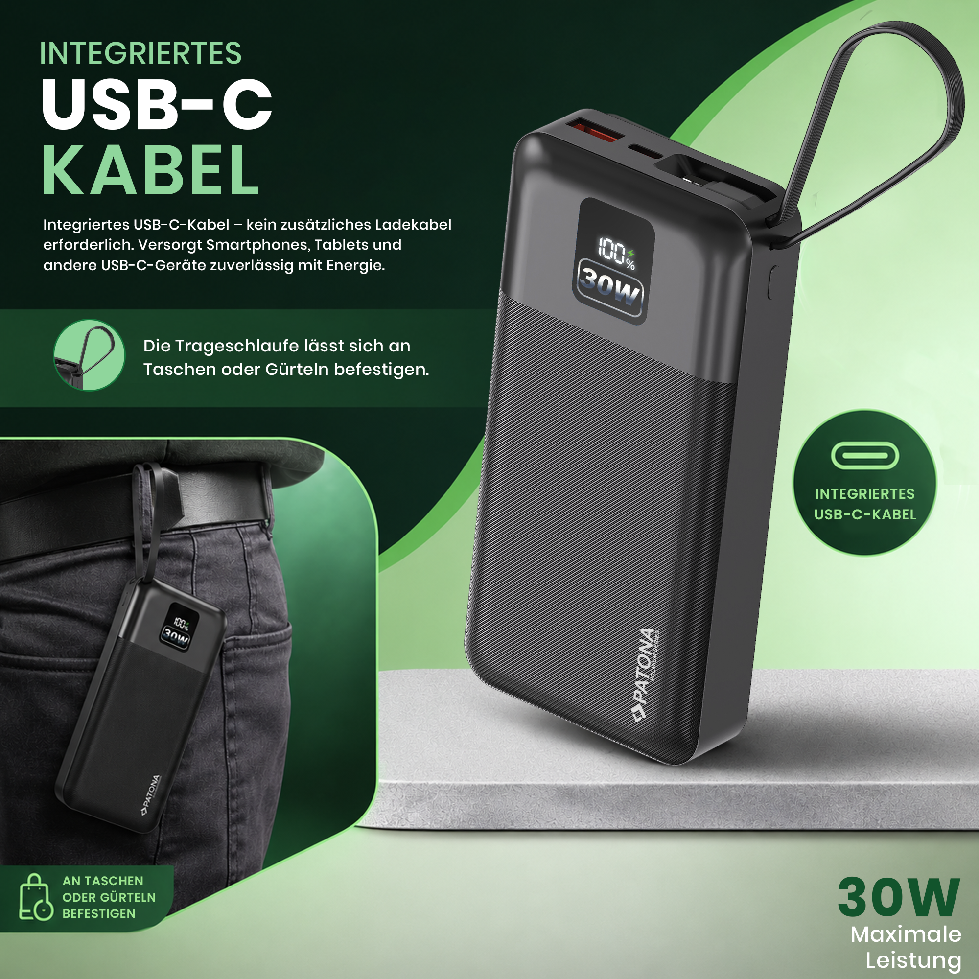 Patona Powerbank PD30W 20000mAh USB-C