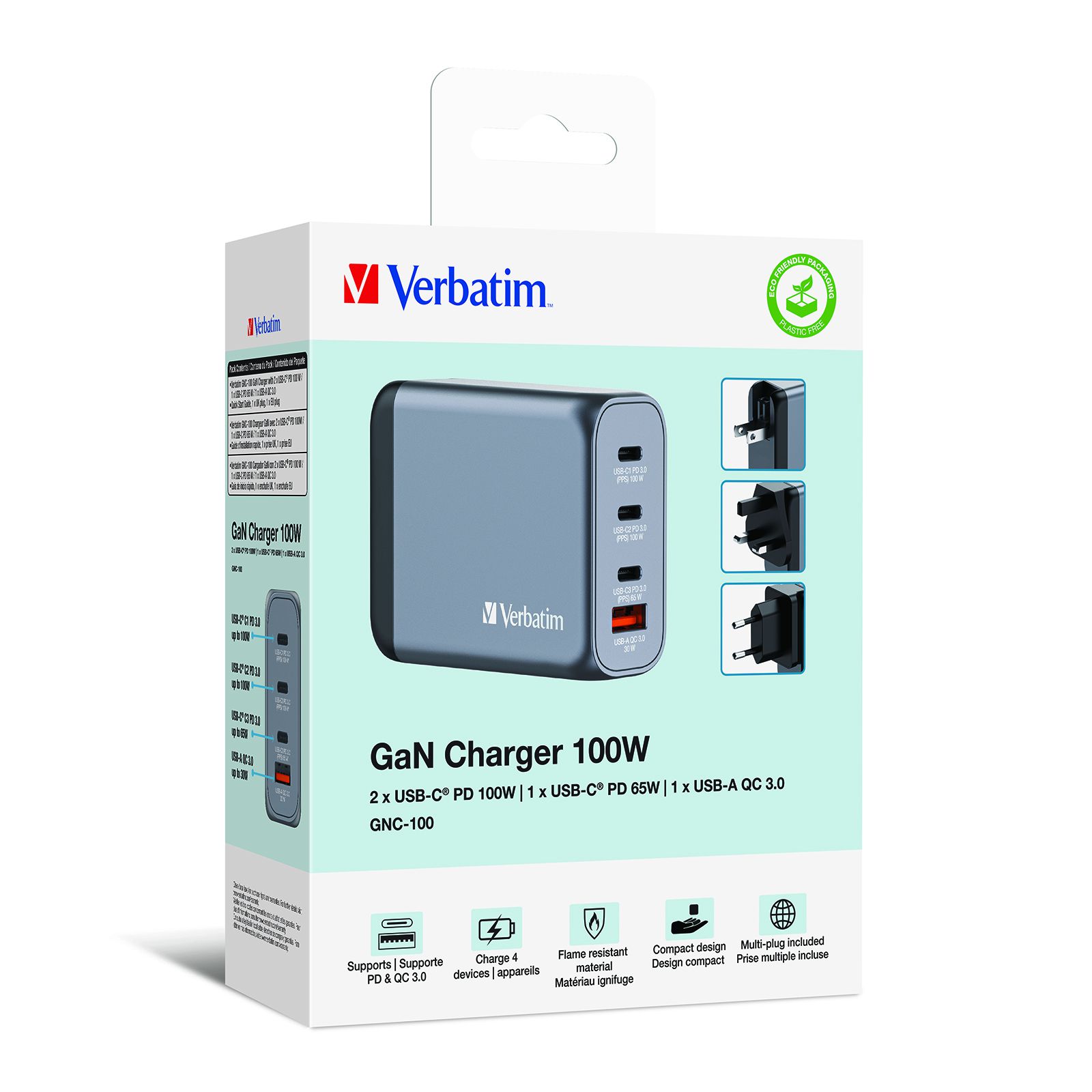 Verbatim GaN 4 Port Charger 100W