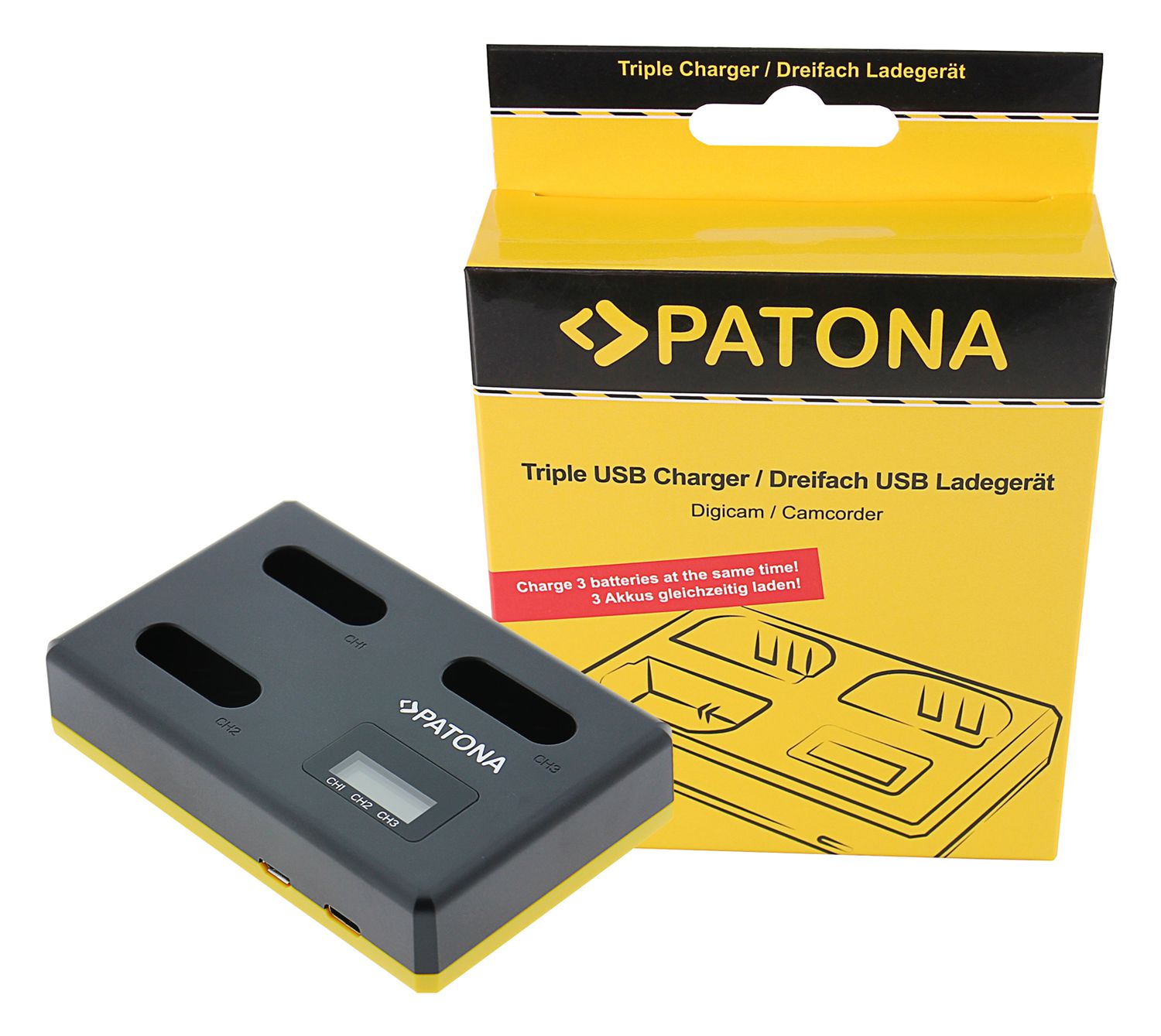 Patona Chargeur Triple Sony USB NP-BX1