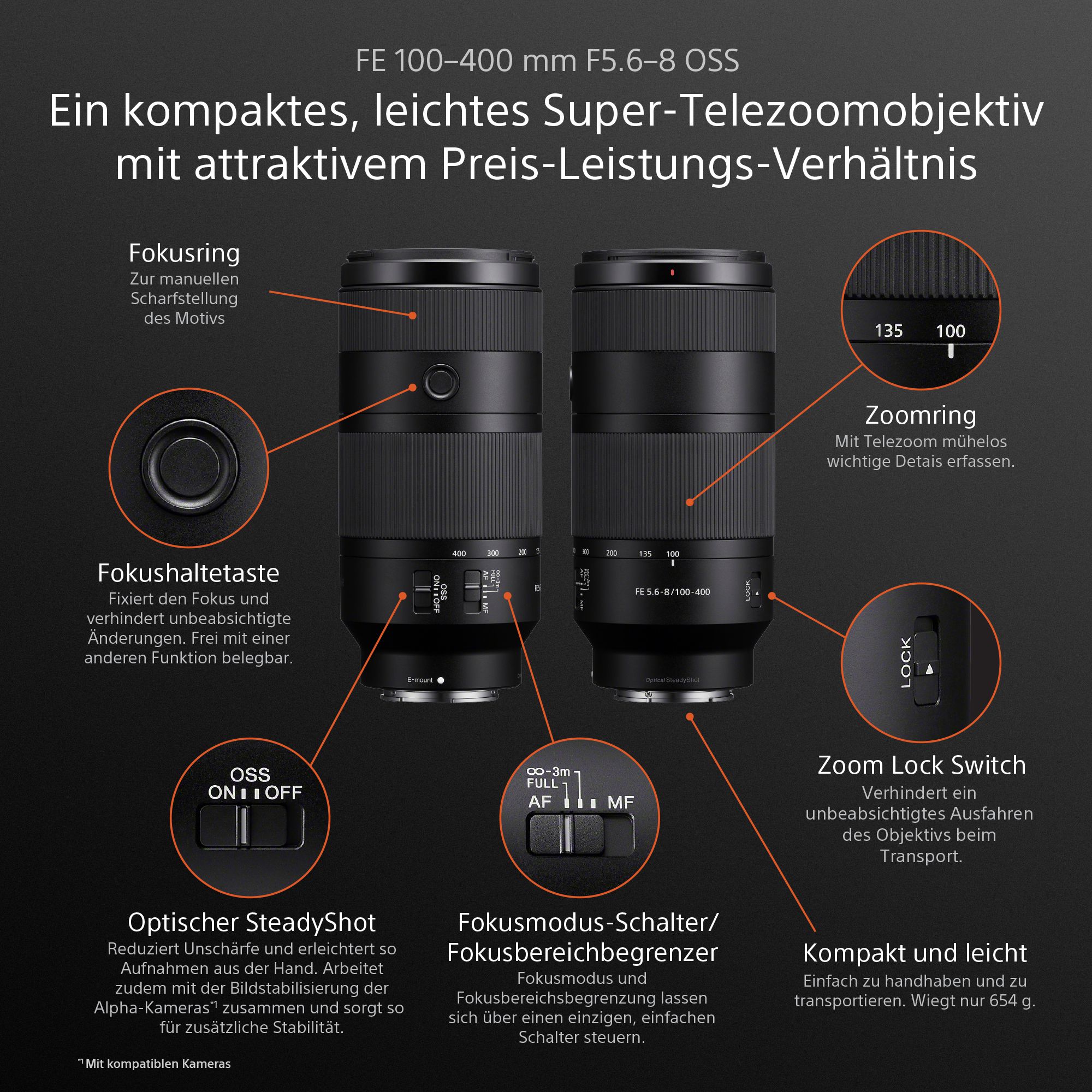 Sony FE 100-400mm F5.6-8 OSS Lens