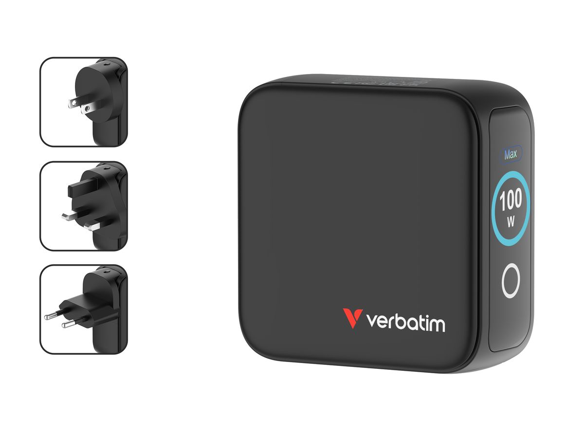 Verbatim Mini GaN Charger 100W Display