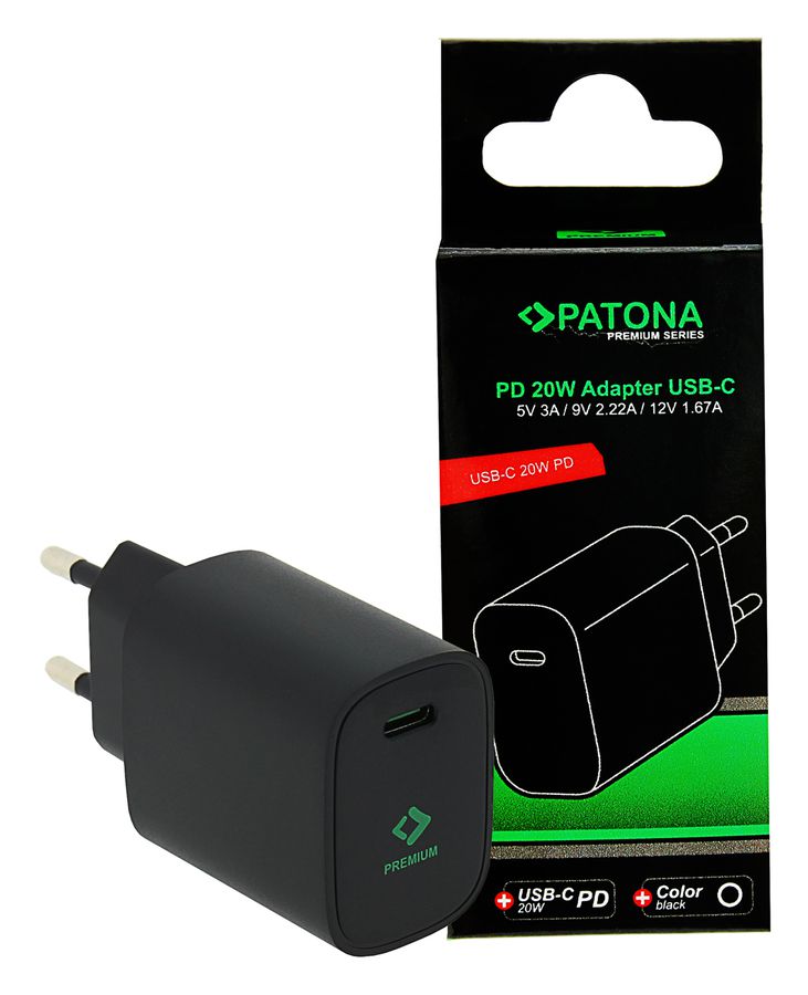 Patona Chargeur USB-C 20W Noir