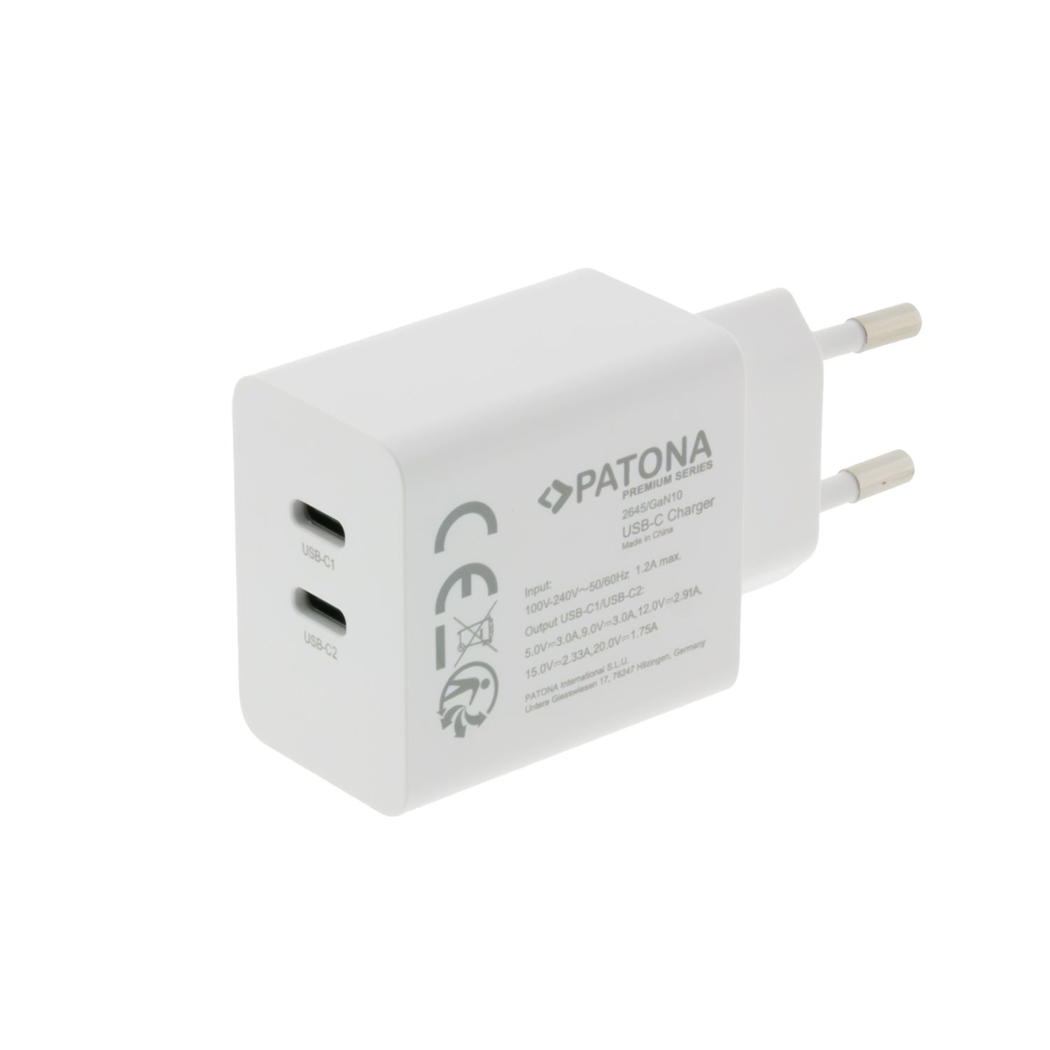 Patona GaN PD 35W 2x USB-C white