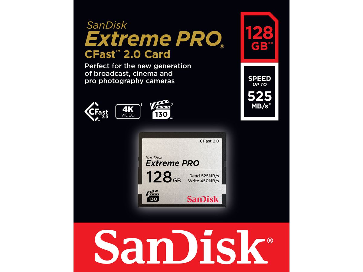 Sandisk CFast ExtremePro 525MB/s 128GB