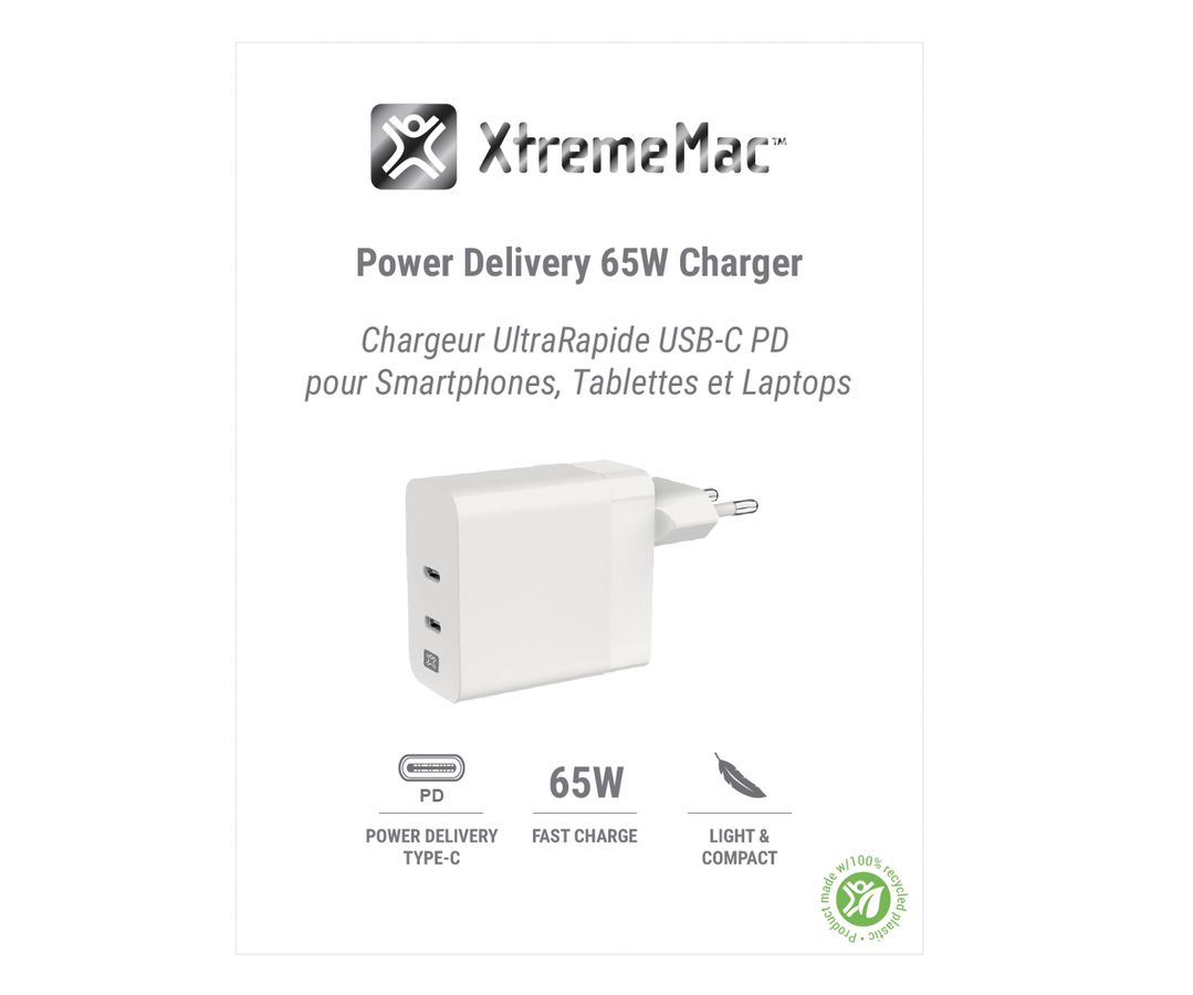 XtremeMac Wall Charger 65W 2xUSB-C