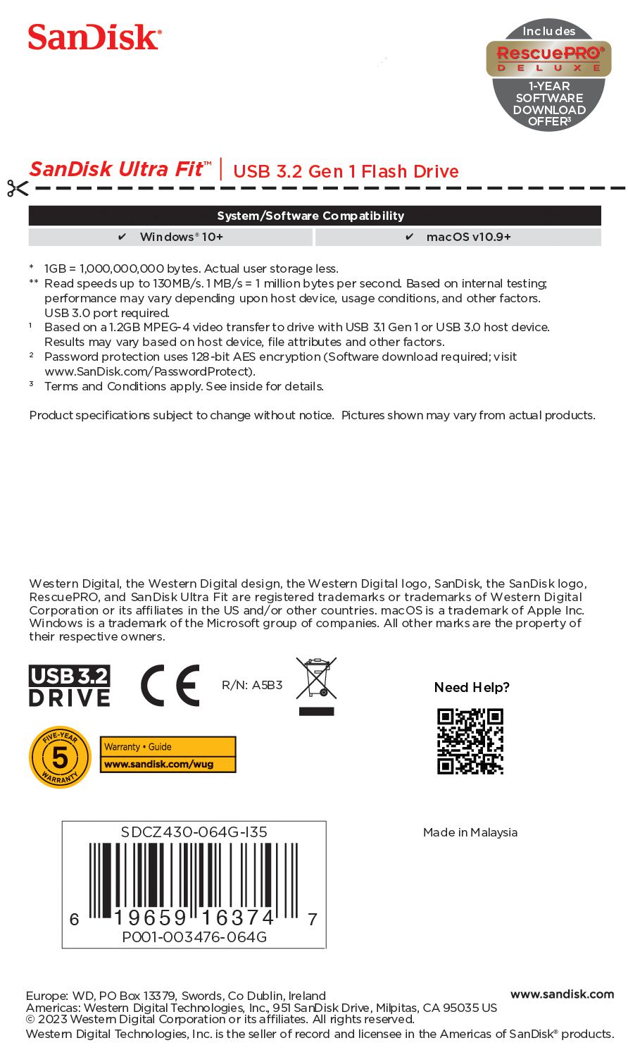 Sandisk Ultra USB 3.2 Fit 64GB 130MB/s