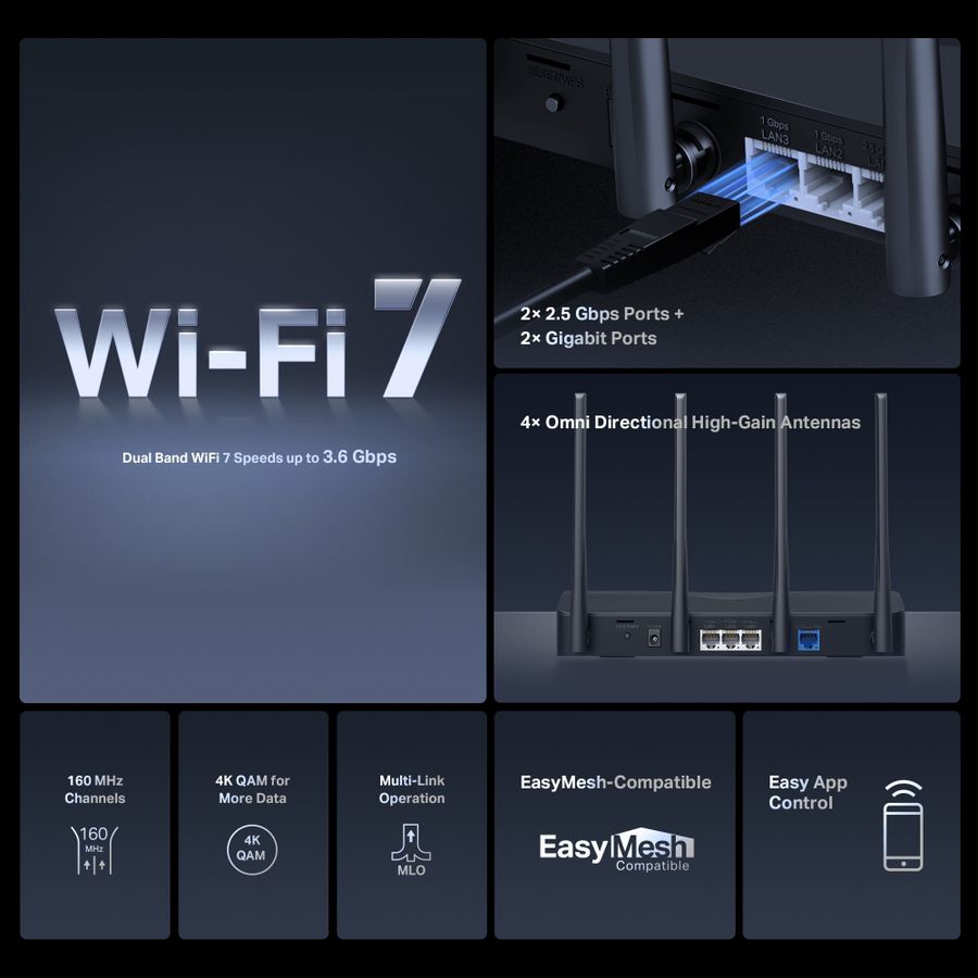 Mercusys BE3600 Dual-Band Wi-Fi 7 Router