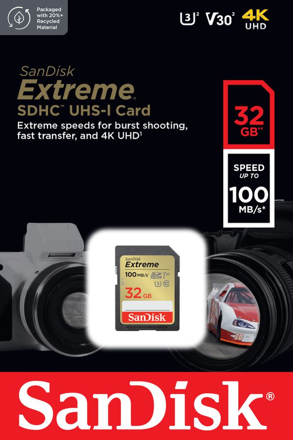 SanDisk Extreme 100MB/s SDHC 32GB V30