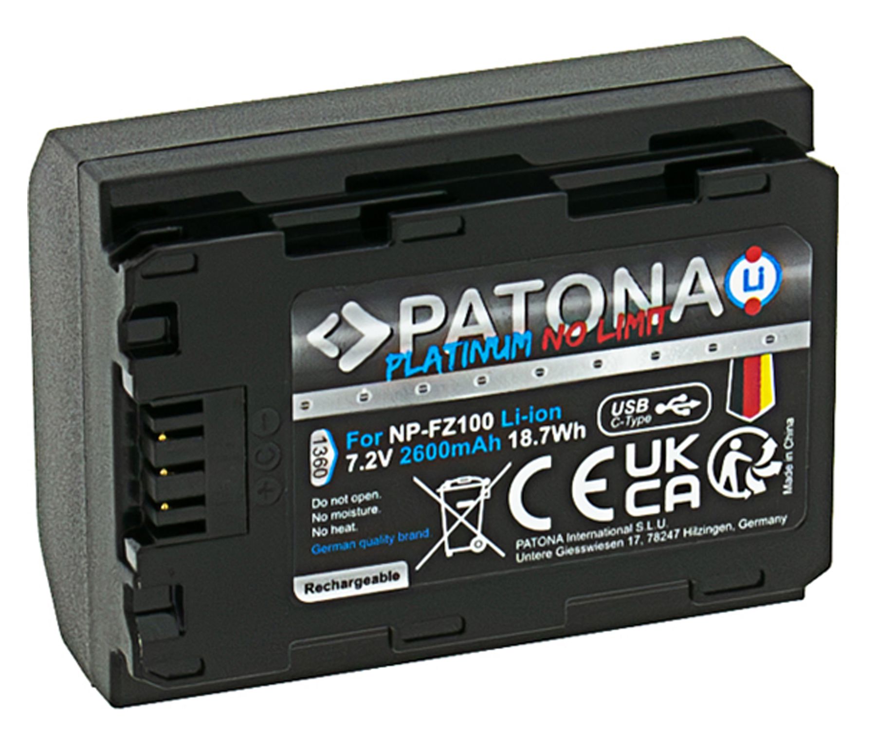 Patona Platinum Akku Sony NP-FZ100 USB-C