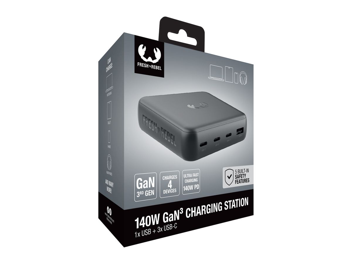 Fresh 'n Rebel Desktop Charger Grey 140W