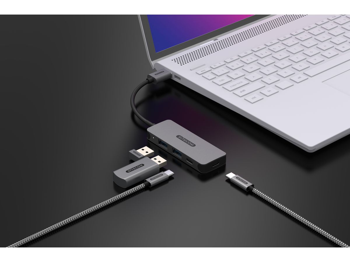 Sitecom USB-A to 2x USB-A + 2x USB-C Hub