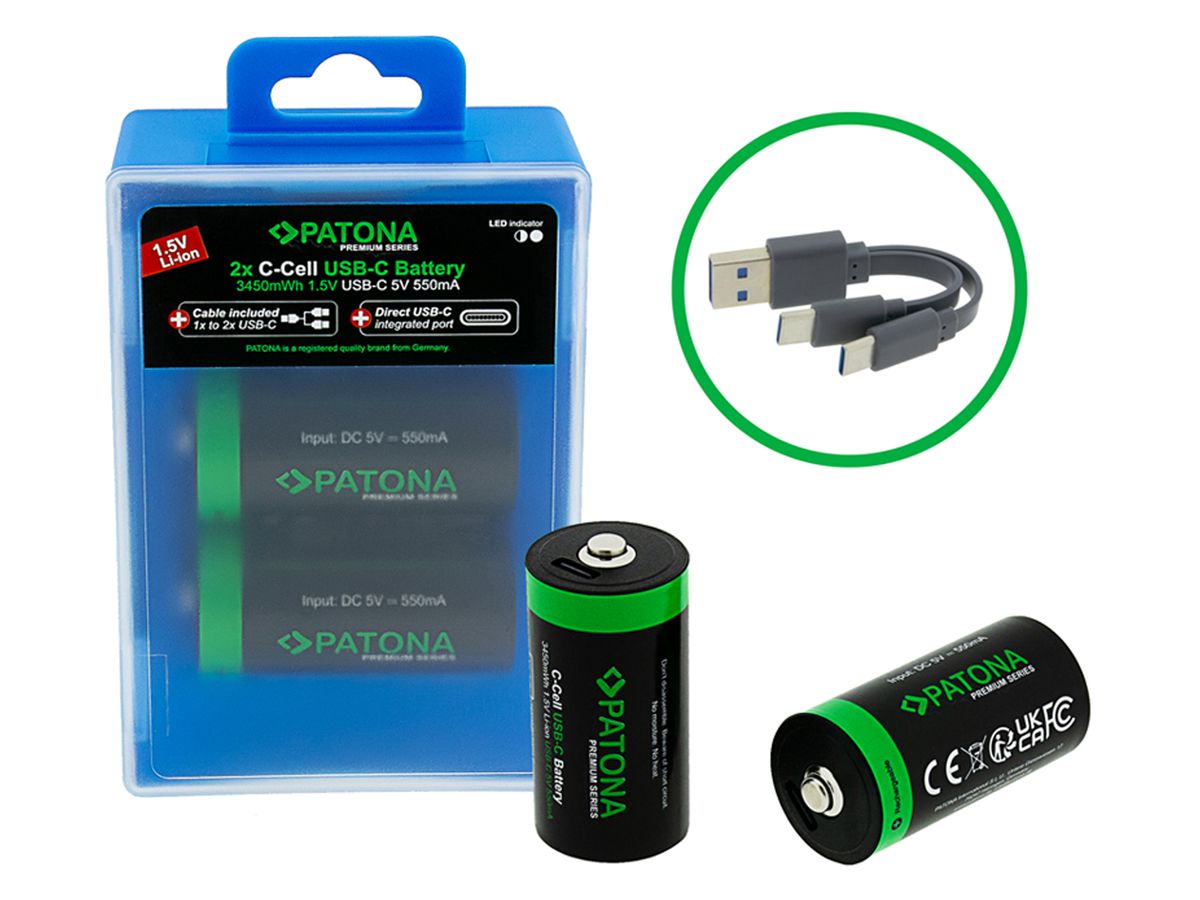 Patona Premium Akku 2x LR14 USB-C