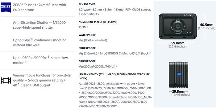 Sony DSC-RX0 Ultra Compact Camera