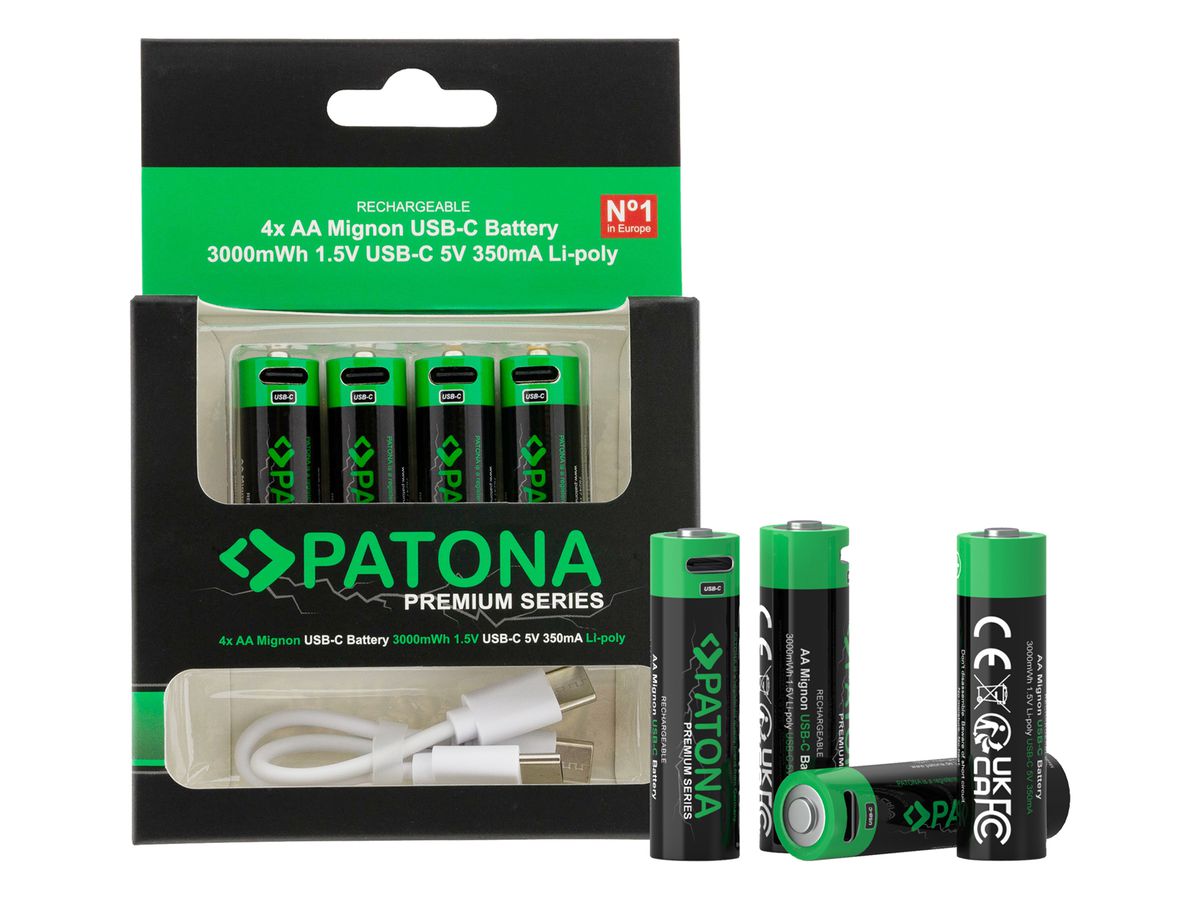 Patona Premium Akku 4x Micro AA USB-C