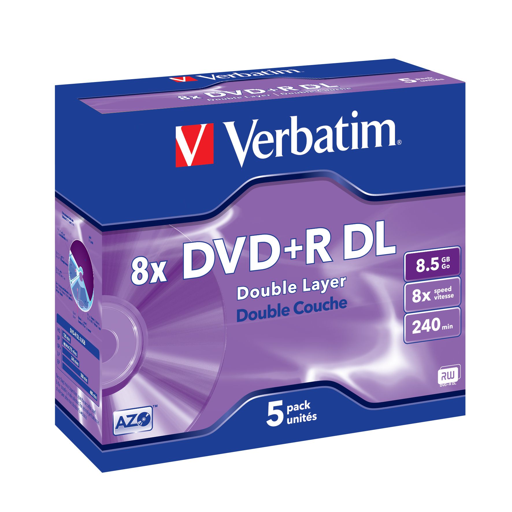Verbatim DVD+R Jewel DL 8.5GB 8x 5 Pack