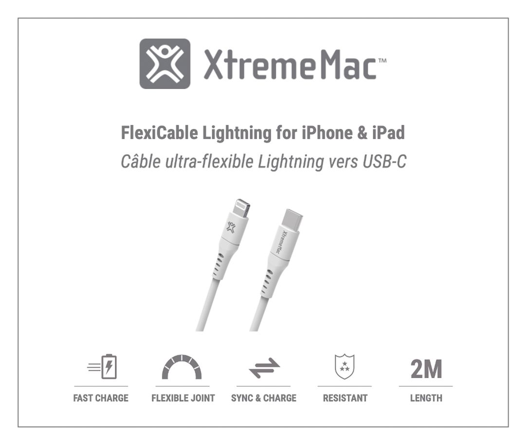 XtremeMac Lightning to USB-C 2m white