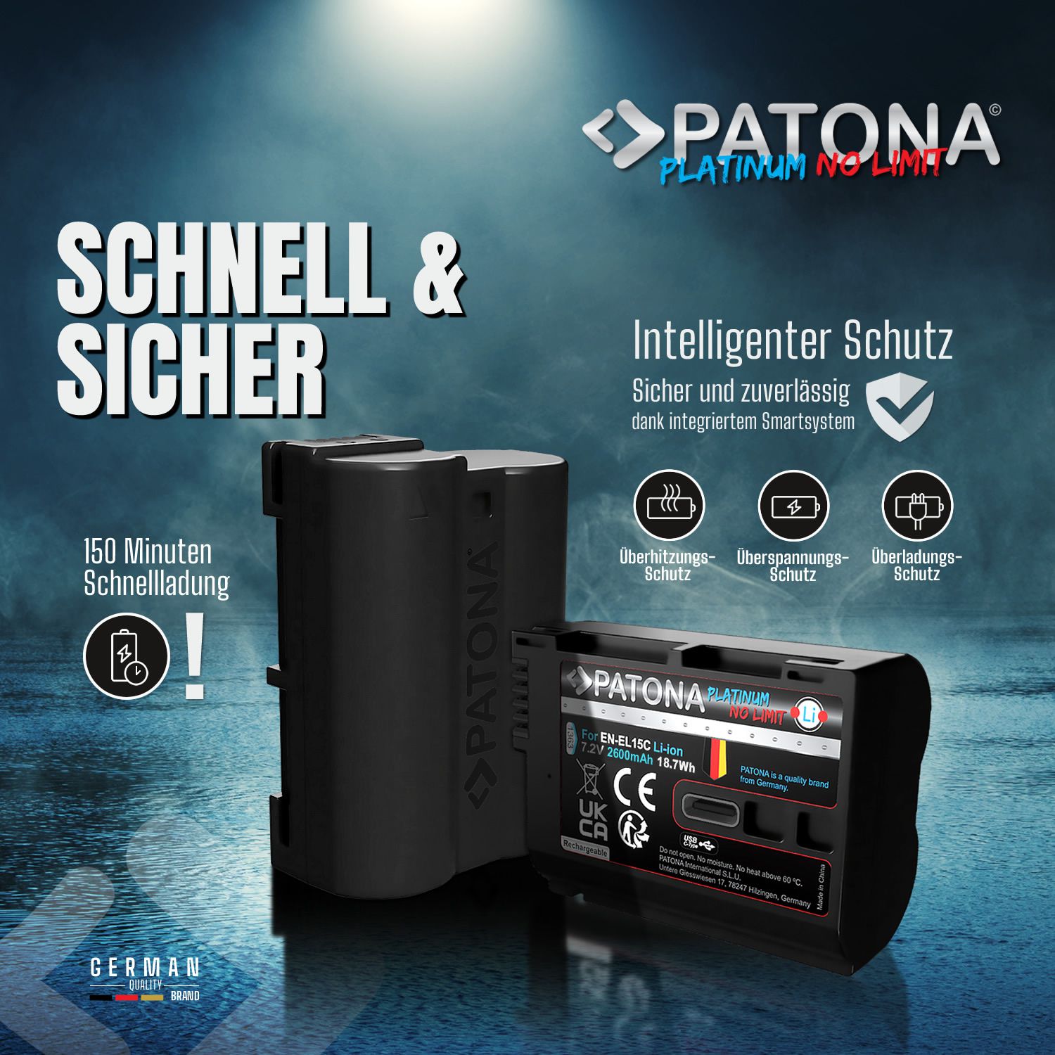Patona Platinum Akku Nikon ENEL15C USB-C