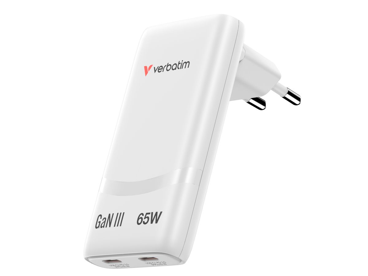 Verbatim Fold n Go GaN Charger 65W White