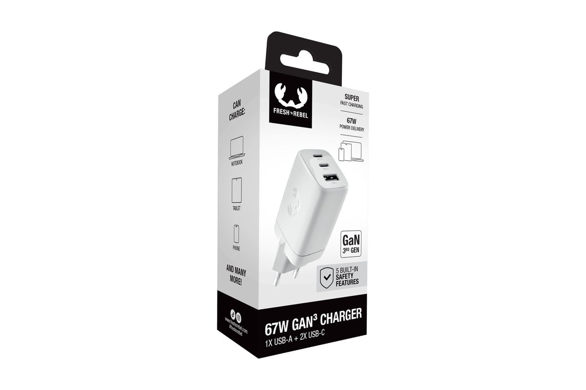 Fresh 'n Rebel Wall Charger Ice Grey 67W