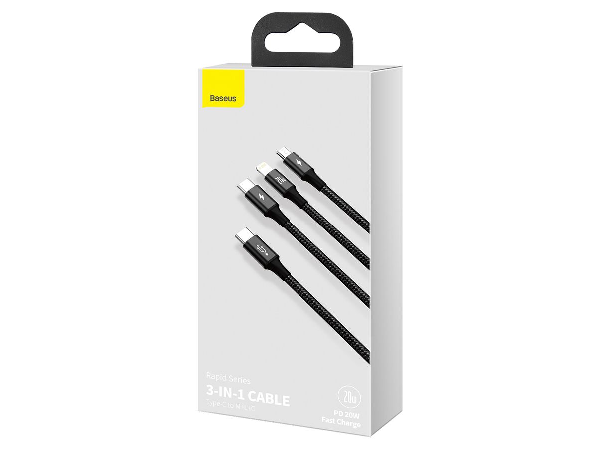 Baseus USB-C 3-in-1 Cable 1.5m Black