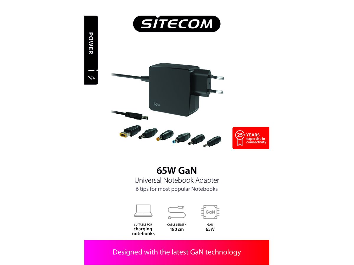 Sitecom 65W Universal Notebook Adapter