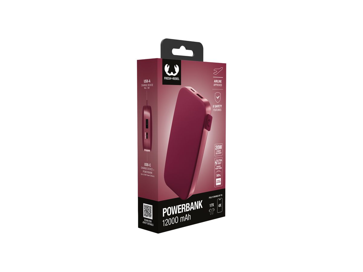 Fresh 'n Rebel Powerbank 12000 mAh Red