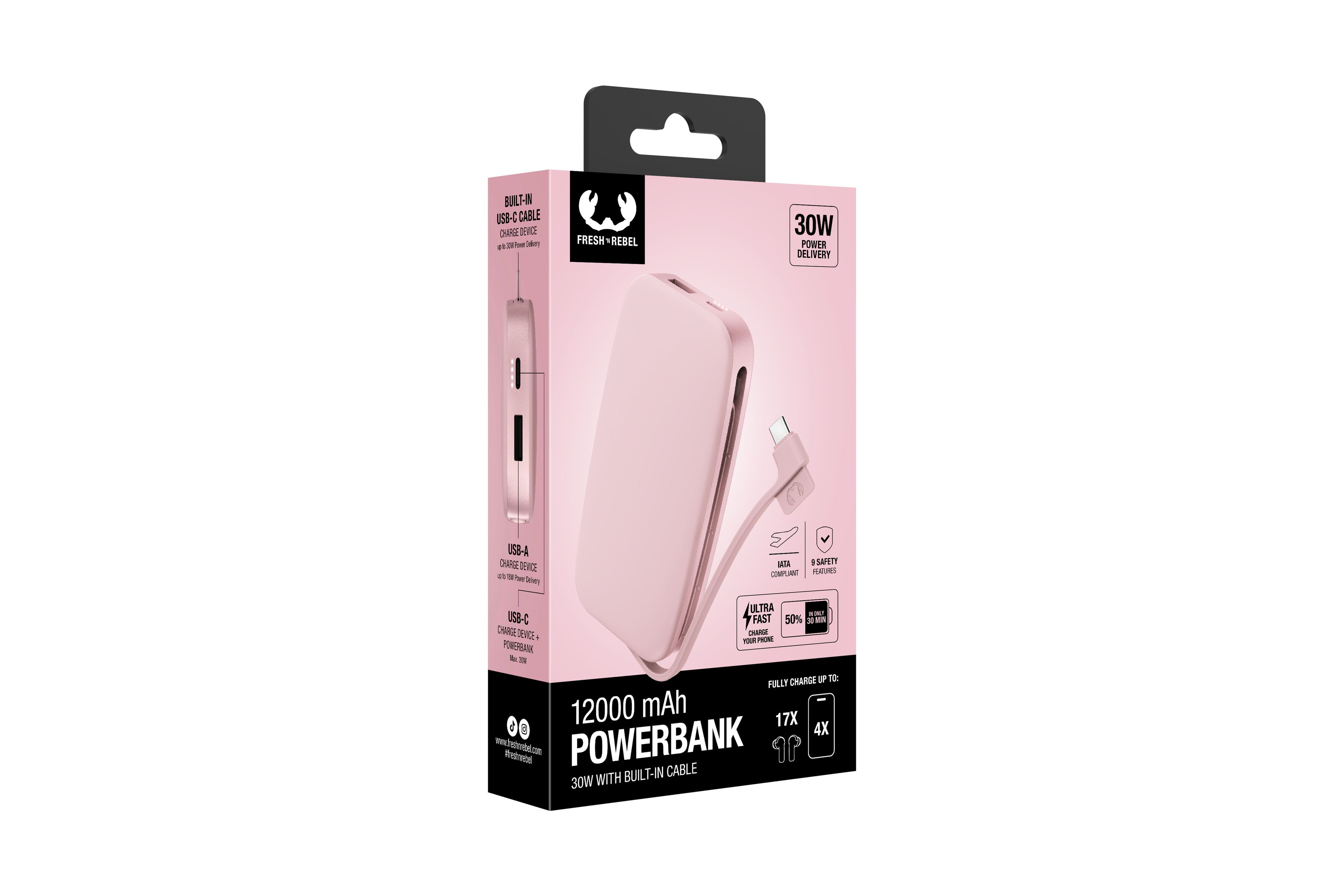 Fresh 'n Rebel Powerbank 12000 mAh Pink