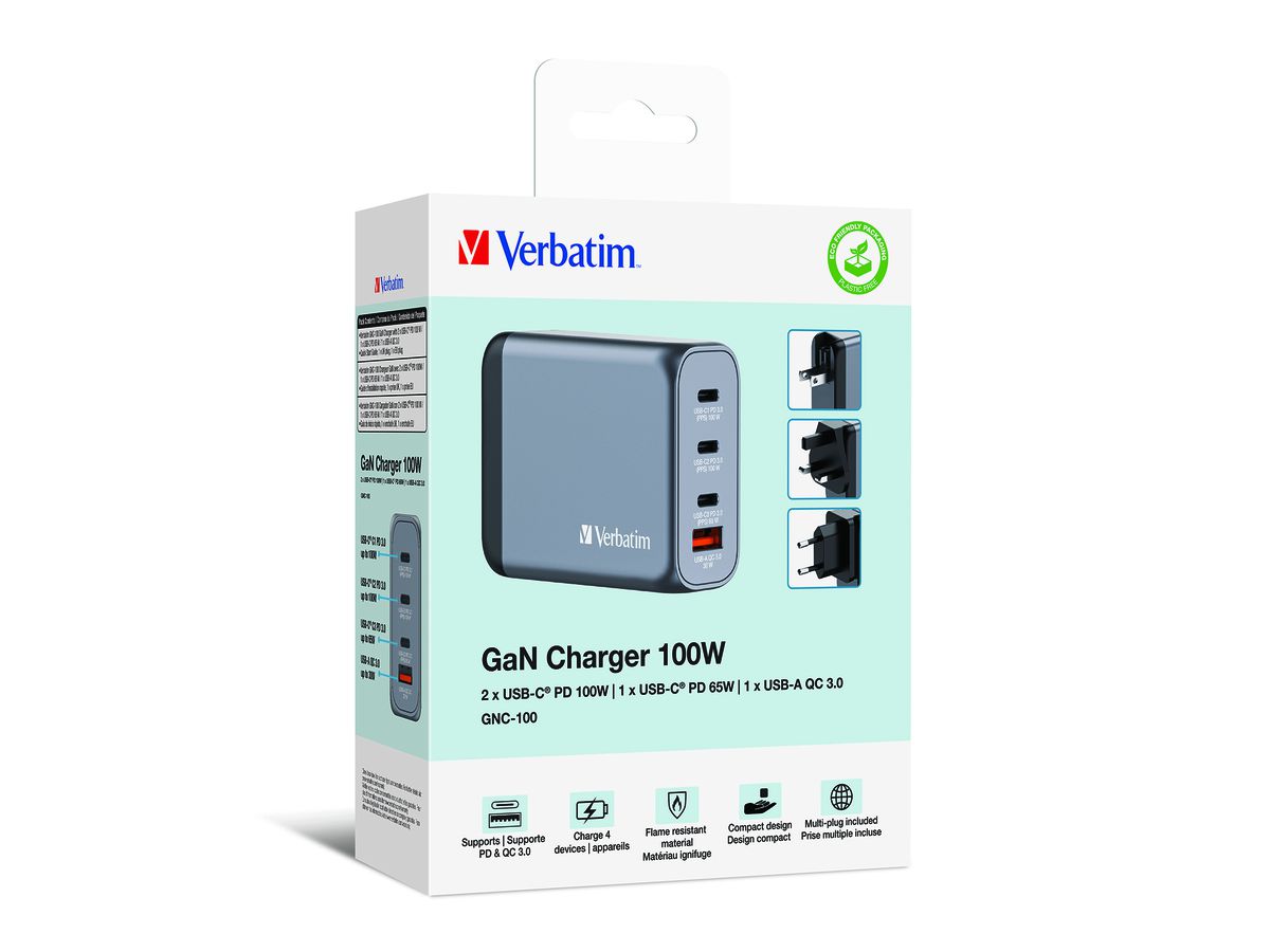 Verbatim GaN 4 Port Charger 100W